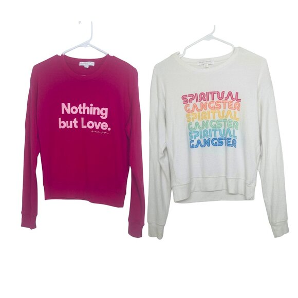 Spiritual Gangster Nothing But Love Savasana Crewneck Sweaters Medium Lot of 2 - Picture 1 of 8